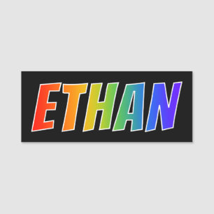 名"ETHAN": おもしろいの虹の着色 名札