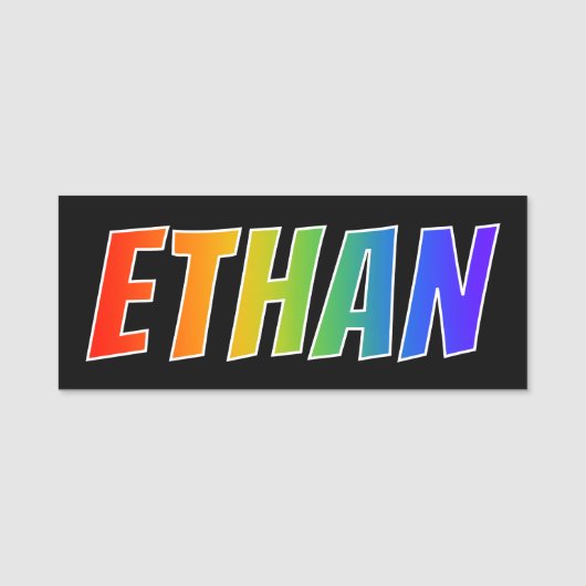 名"ETHAN": おもしろいの虹の着色 名札 (正面)