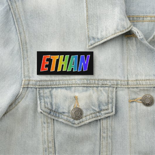 名"ETHAN": おもしろいの虹の着色 名札 (インサイチュ)