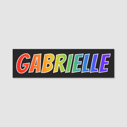 名"GABRIELLE": おもしろいの虹の着色 名札 (正面)