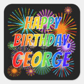 名「GEORGE」、おもしろい「ハッピーバースデー」 スクエアシール (正面)