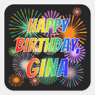 名「GINA」、おもしろい「ハッピーバースデー」 スクエアシール