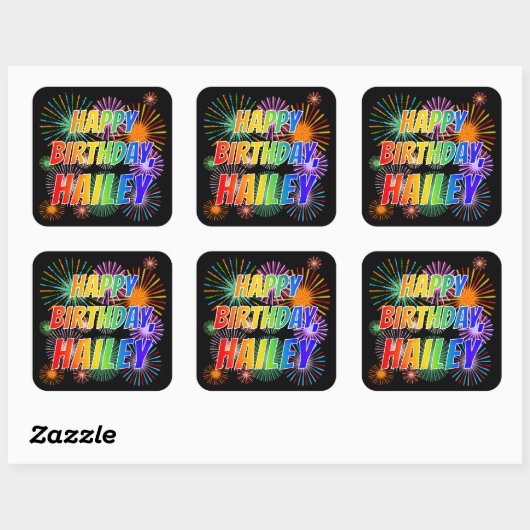 名「HAILEY」、おもしろい「ハッピーバースデー」 スクエアシール (シート)