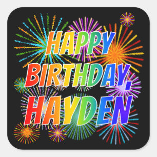 名「HAYDEN」、おもしろい「ハッピーバースデー」 スクエアシール