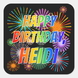 名「HEIDI」、おもしろい「ハッピーバースデー」 スクエアシール