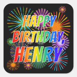 名「HENRY」、おもしろい「ハッピーバースデー」 スクエアシール