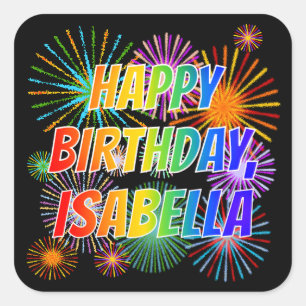 名「ISABELLA」、おもしろい「ハッピーバースデー」 スクエアシール