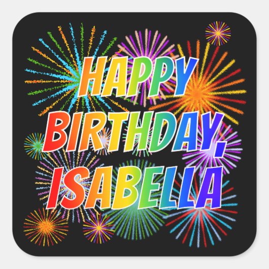 名「ISABELLA」、おもしろい「ハッピーバースデー」 スクエアシール (正面)