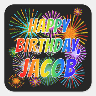 名「JACOB」、おもしろい「ハッピーバースデー」 スクエアシール