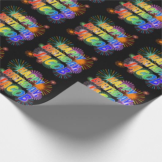 名「JACOB」、おもしろい「ハッピーバースデー」 ラッピングペーパー (角)