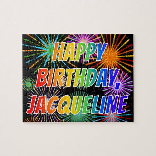 名「JACQUELINE」、おもしろい「ハッピーバースデー」 ジグソーパズル (横)
