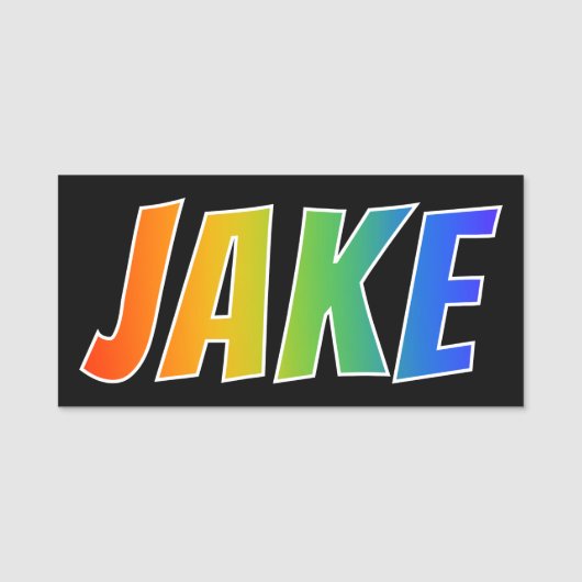 名"JAKE": おもしろいの虹の着色 名札 (正面)