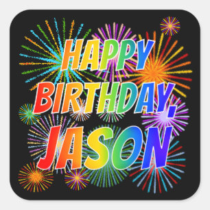 名「JASON」、おもしろい「ハッピーバースデー」 スクエアシール