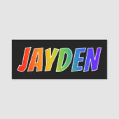 名"JAYDEN": おもしろいの虹の着色 名札 (正面)