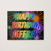 名「JEFFREY」、おもしろい「ハッピーバースデー」 ジグソーパズル (横)