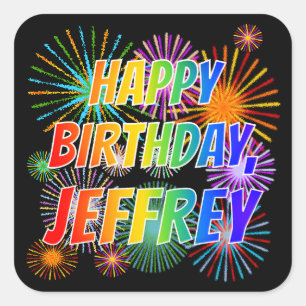 名「JEFFREY」、おもしろい「ハッピーバースデー」 スクエアシール