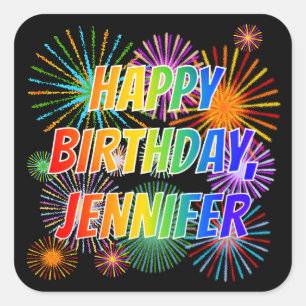 名「JENNIFER」、おもしろい「ハッピーバースデー」 スクエアシール