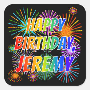 名「JEREMY」、おもしろい「ハッピーバースデー」 スクエアシール