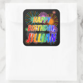 名「JILLIAN」、おもしろい「ハッピーバースデー」 スクエアシール (バッグ)