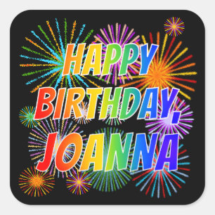 名「JOANNA」、おもしろい「ハッピーバースデー」 スクエアシール