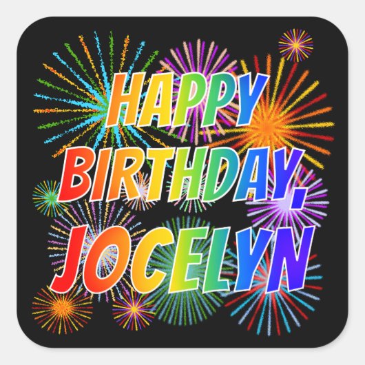名「JOCELYN」、おもしろい「ハッピーバースデー」 スクエアシール (正面)