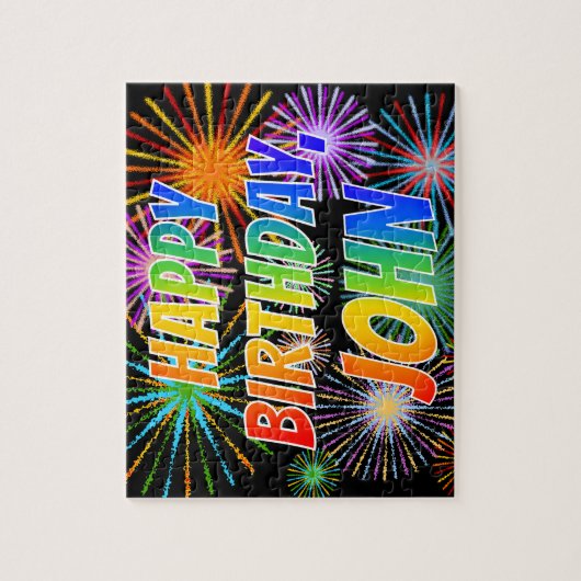 名「JOHN」、おもしろい「ハッピーバースデー」 ジグソーパズル (縦)
