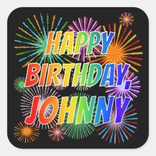 名「JOHNNY」、おもしろい「ハッピーバースデー」 スクエアシール