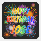 名「JOSE」、おもしろい「ハッピーバースデー」 スクエアシール (正面)