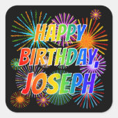 名「JOSEPH」、おもしろい「ハッピーバースデー」 スクエアシール (正面)