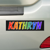 名"KATHRYN": おもしろいの虹の着色 バンパーステッカー (車上)
