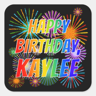 名「KAYLEE」、おもしろい「ハッピーバースデー」 スクエアシール