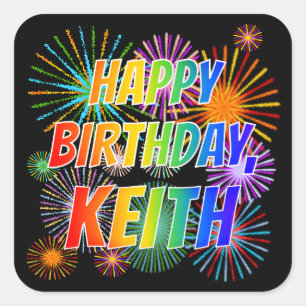 名「KEITH」、おもしろい「ハッピーバースデー」 スクエアシール