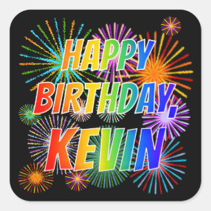 名「KEVIN」、おもしろい「ハッピーバースデー」 スクエアシール
