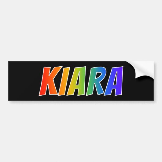 名"KIARA": おもしろいの虹の着色 バンパーステッカー (正面)