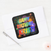 名「KRISTI」、おもしろい「ハッピーバースデー」 スクエアシール (封筒)