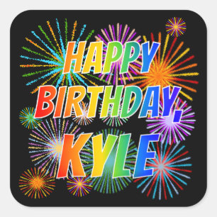 名「KYLE」、おもしろい「ハッピーバースデー」 スクエアシール