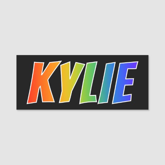 名"KYLIE":おもしろいレインボーカラーリング 名札 (正面)