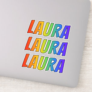 名「LAURA」(おもしろいレインボーカラーリング付き) シール