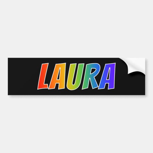 名"LAURA":おもしろいレインボーカラーリング バンパーステッカー (正面)