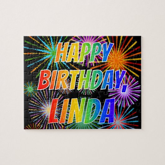 名「LINDA」、おもしろい「ハッピーバースデー」 ジグソーパズル (横)