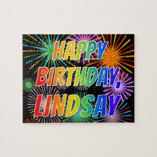 名"LINDSAY",おもしろい"ハッピーバースデー" ジグソーパズル