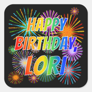 名「LORI」、おもしろい「ハッピーバースデー」 スクエアシール