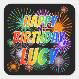 名「LUCY」、おもしろい「ハッピーバースデー」 スクエアシール