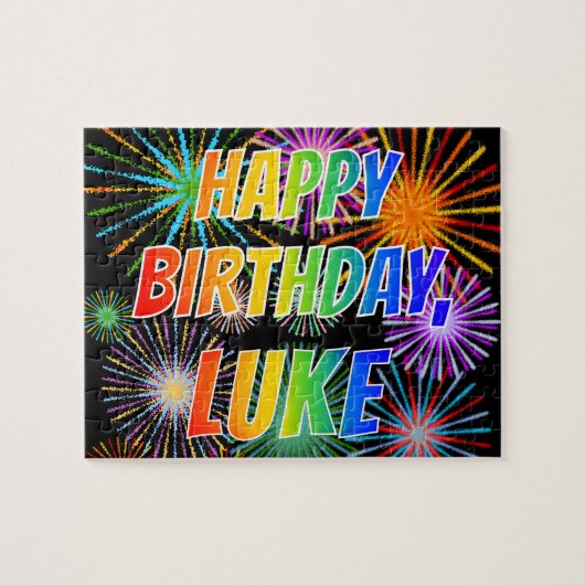 名「LUKE」、おもしろい「ハッピーバースデー」 ジグソーパズル (横)