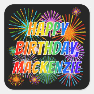名「MACKENZIE」、おもしろい「ハッピーバースデー」 スクエアシール