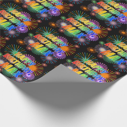 名「MAX」、おもしろい「ハッピーバースデー」 ラッピングペーパー (角)