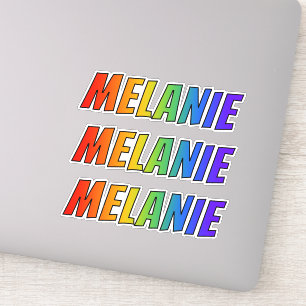名「MELANIE」(おもしろいレインボーカラーリング付き) シール