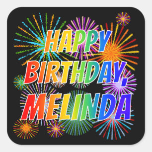 名「MELINDA」、おもしろい「ハッピーバースデー」 スクエアシール