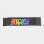 名"MIGUEL":おもしろいレインボーカラーリング デスクネームプレート (正面)