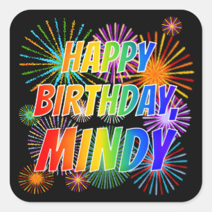 名「MINDY」、おもしろい「ハッピーバースデー」 スクエアシール